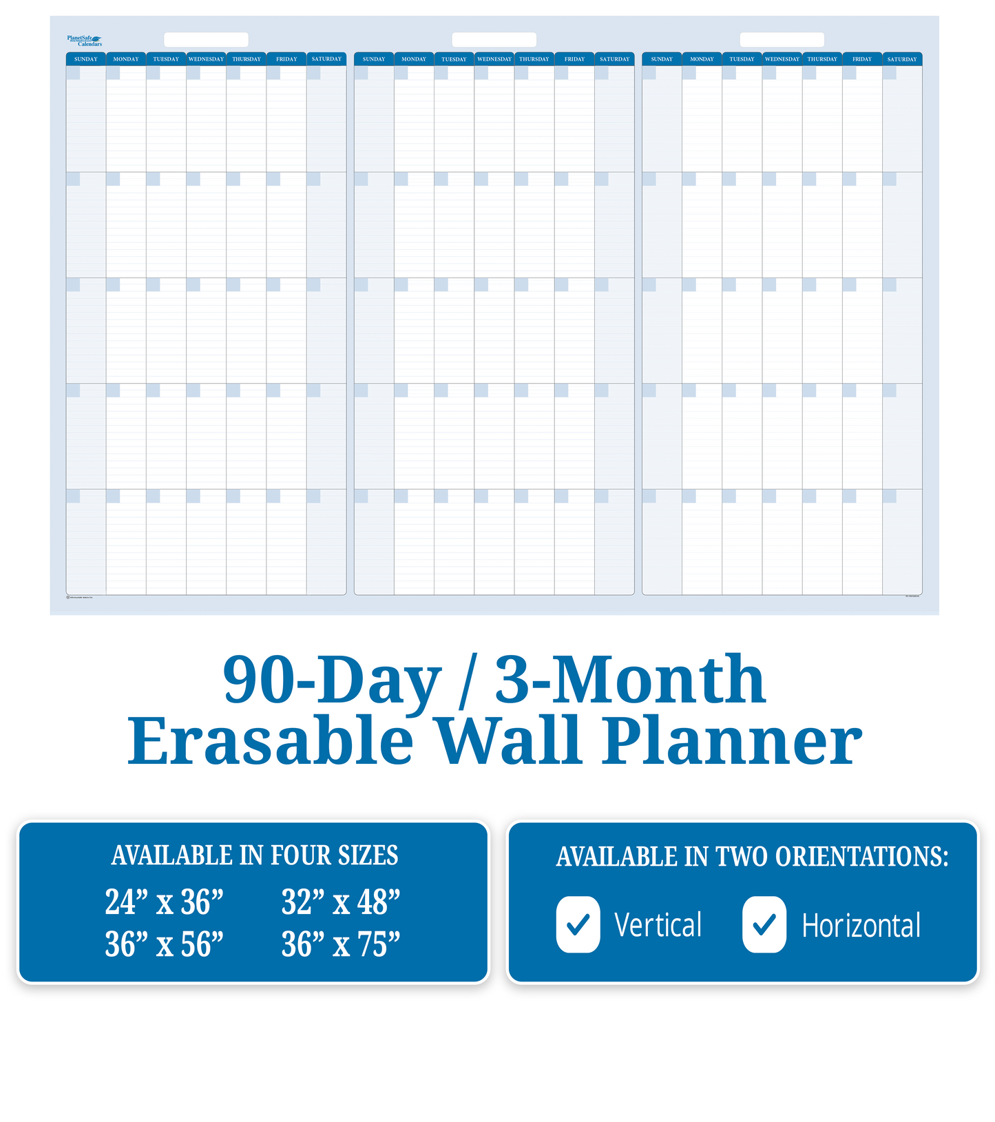 3-Month 90-Day Dry Erasable Wall Calendar