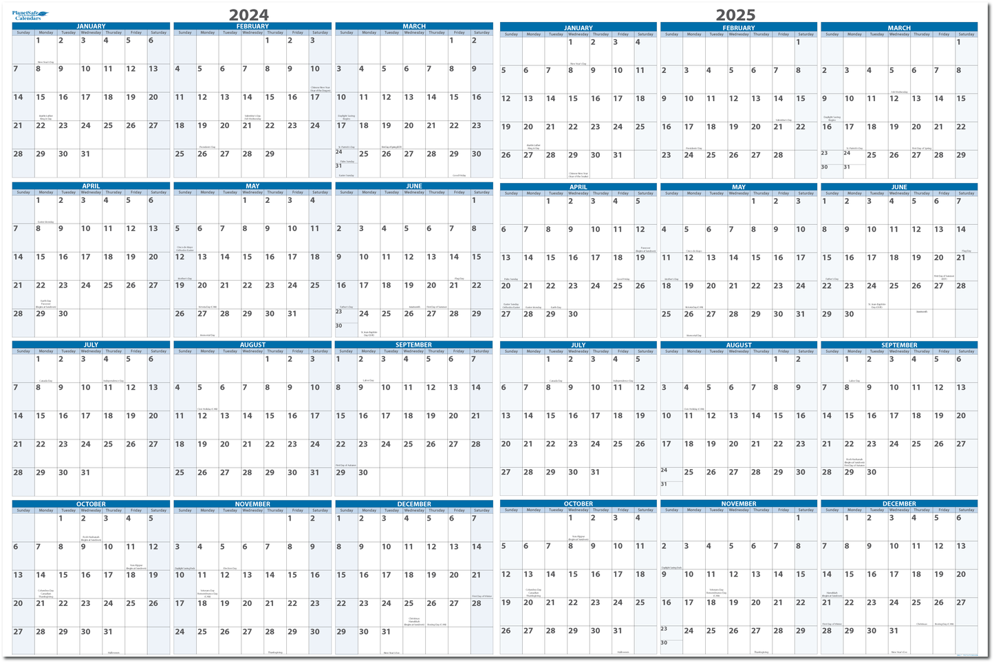 2-Year Erasable Wall Calendars