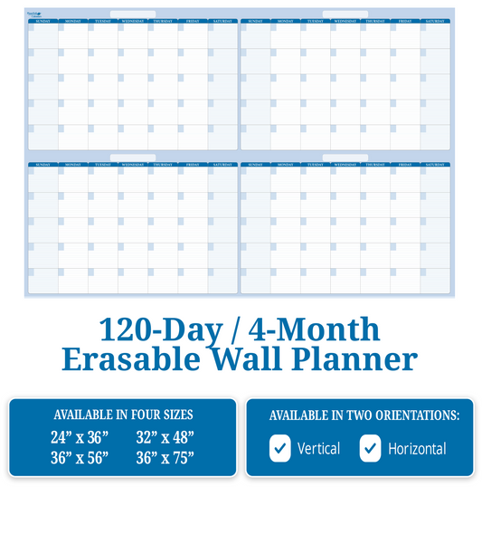 4-Month 120-Day Dry Erasable Wall Calendar