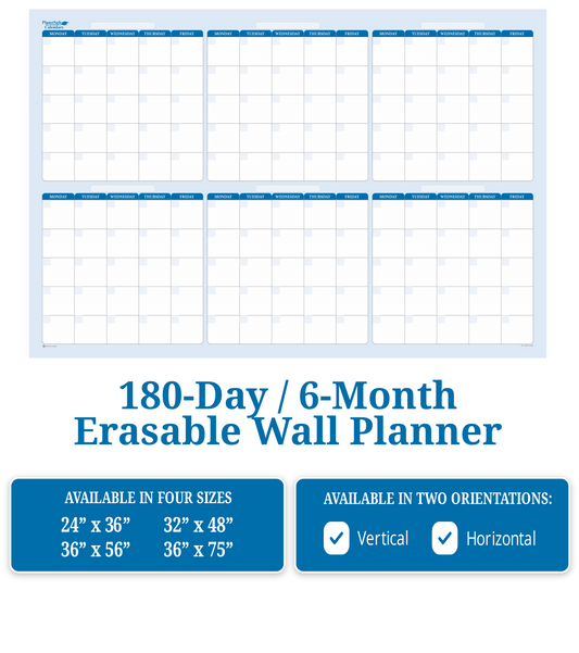 6-Month 180-Day Dry Erasable Wall Calendar