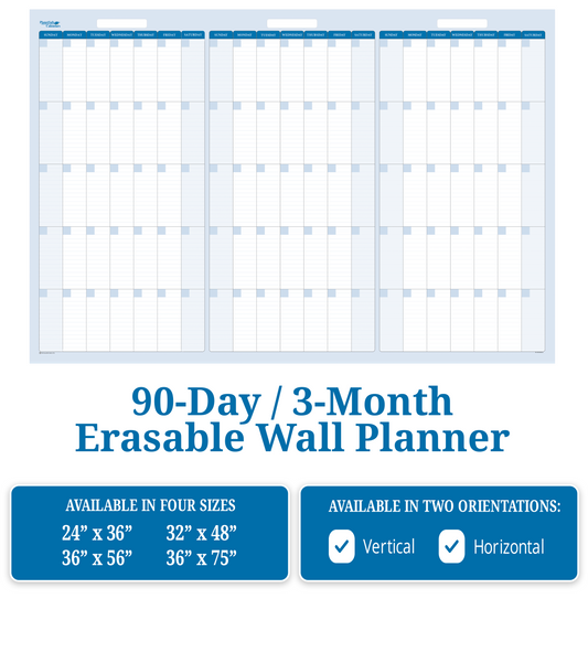 3-Month 90-Day Dry Erasable Wall Calendar